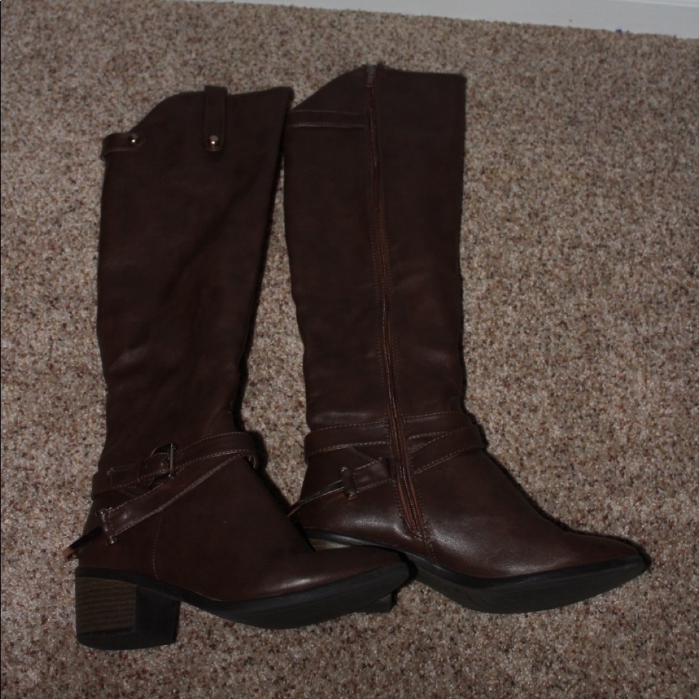 Over the knee brown boots